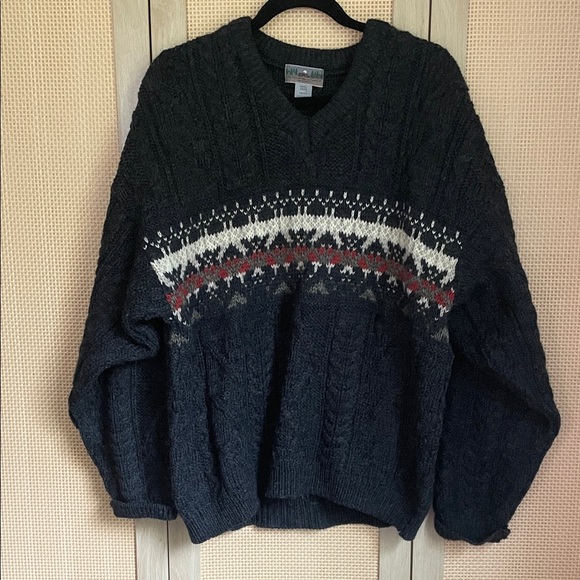 Vintage Other - Irish V-Neck Wool Sweater